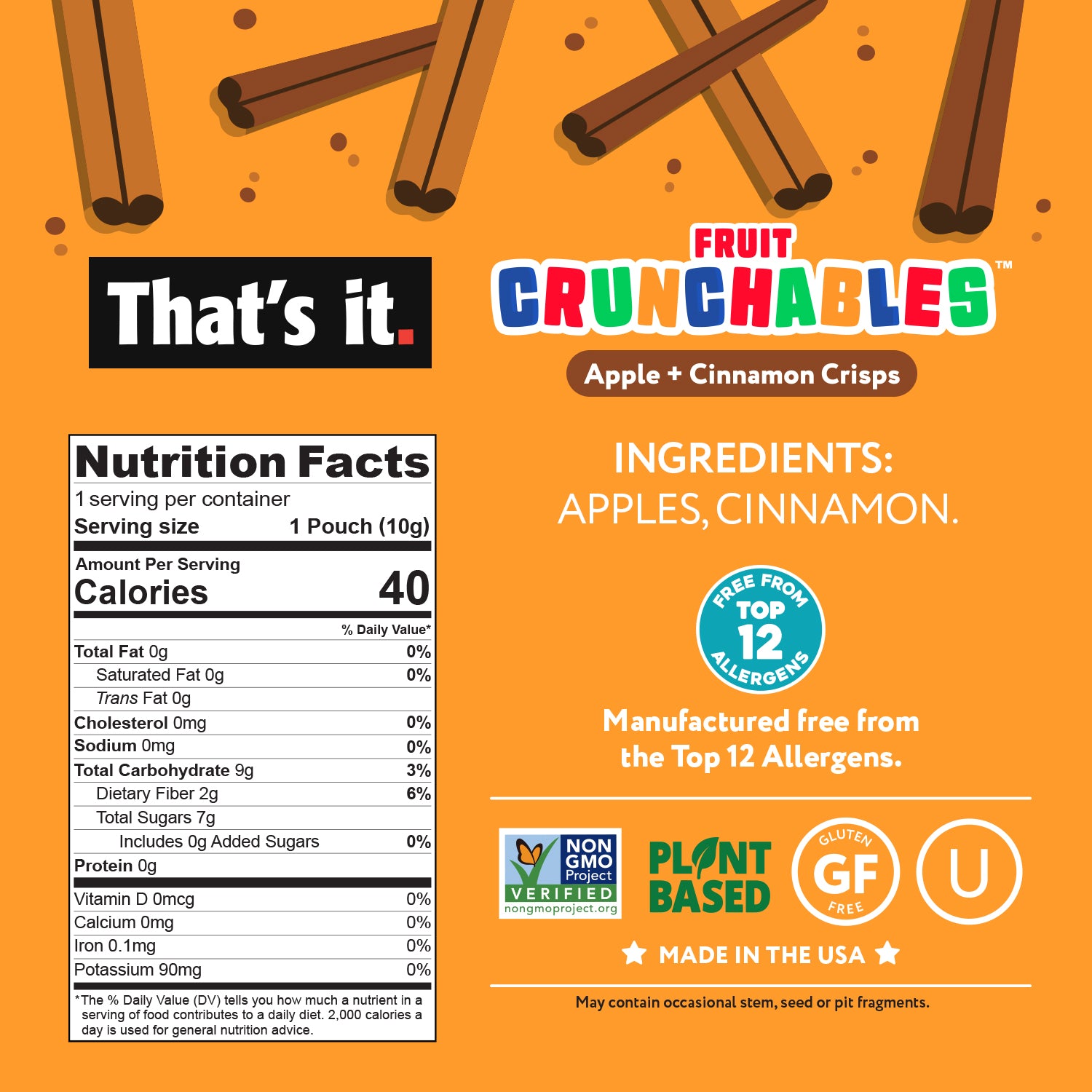 Apple + Cinnamon Crisps Fruit Crunchables Bundle Box (30 Packs) - View 5
