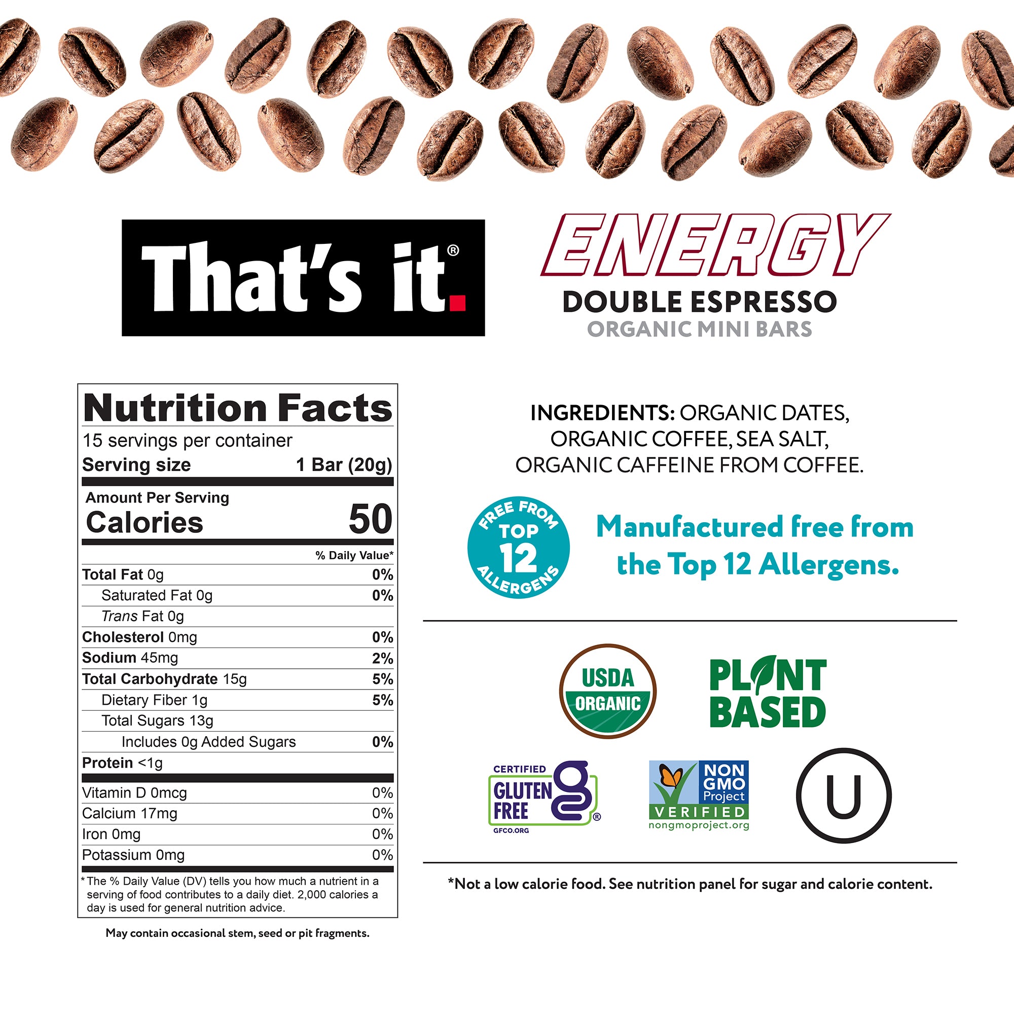 Double Espresso Organic Energy Mini Bars - View 3