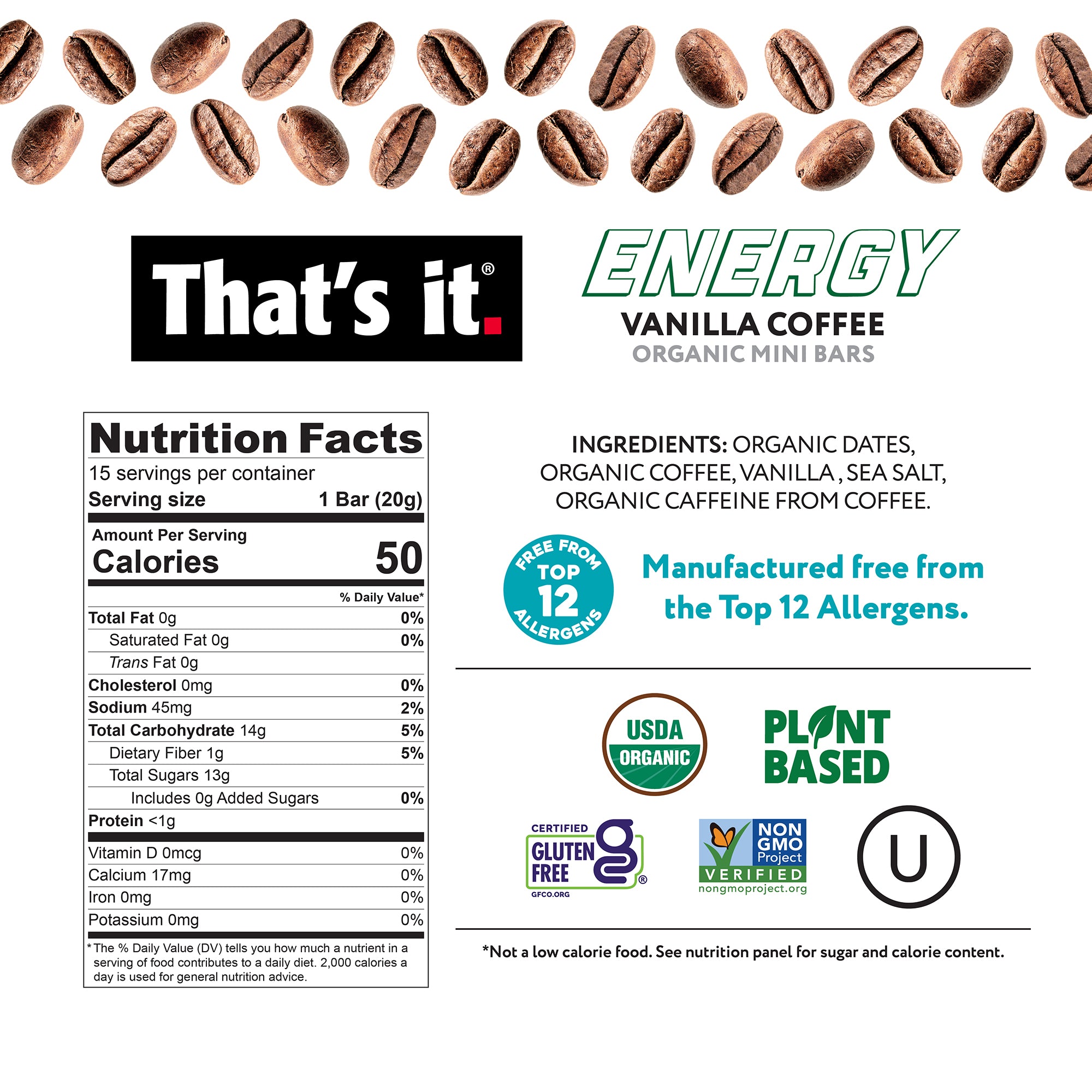 Vanilla Coffee Organic Energy Mini Bars - View 3