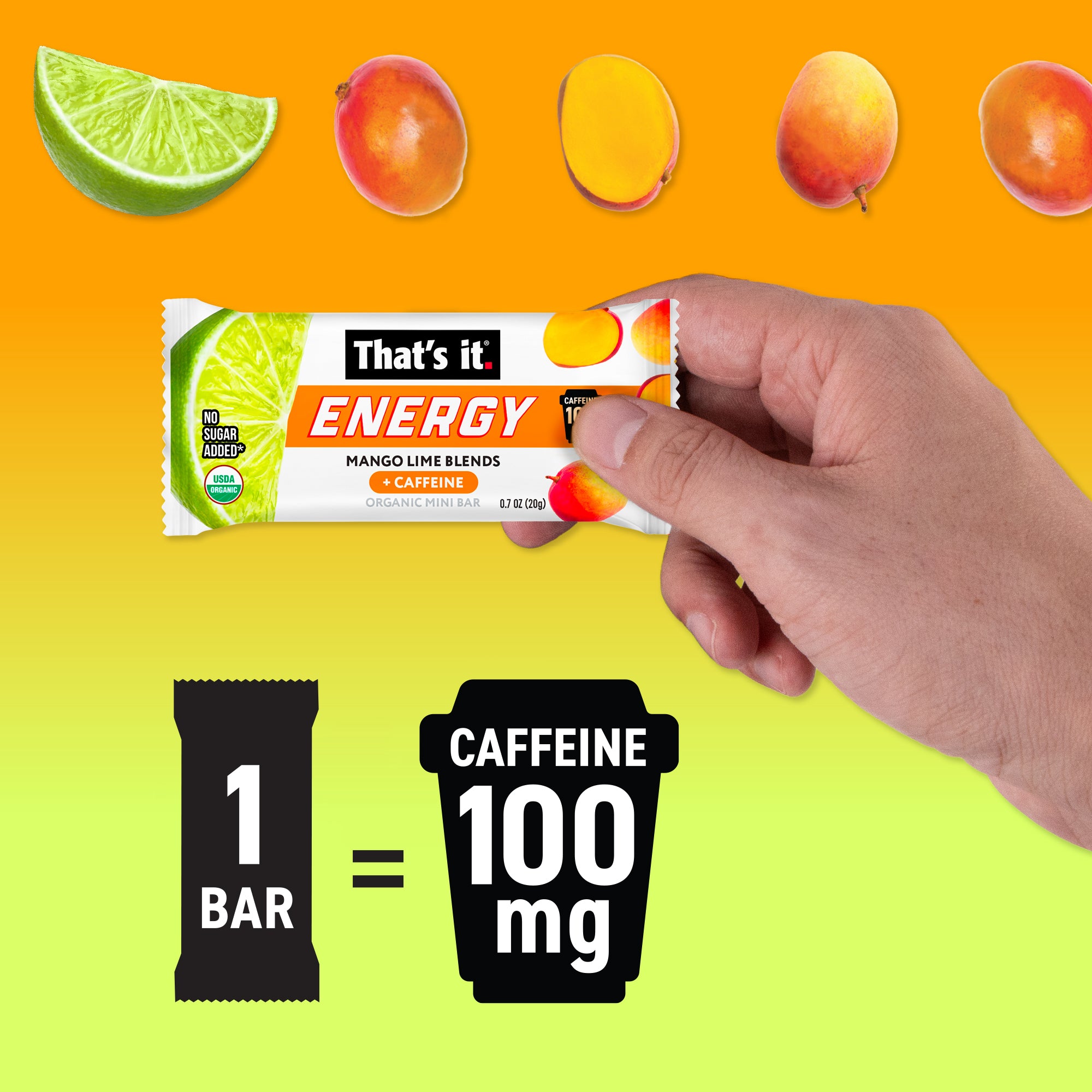 Mango Lime Blends Organic Energy Mini Bars 100mg - View 3