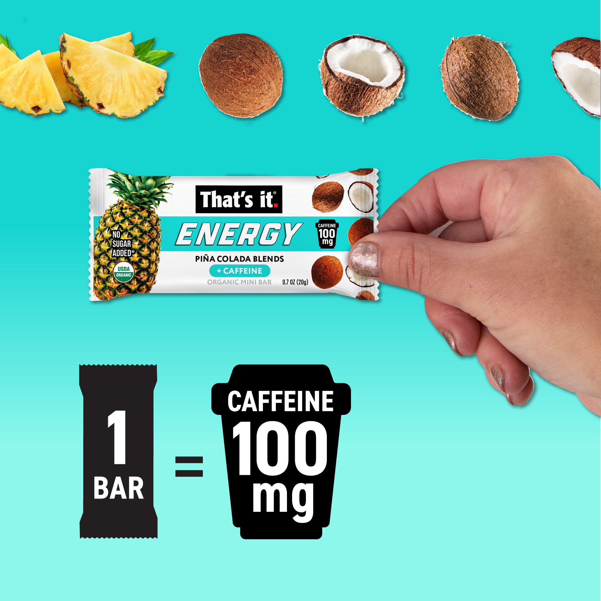 Piña Colada Blends Organic Energy Mini Bars 100mg - View 3