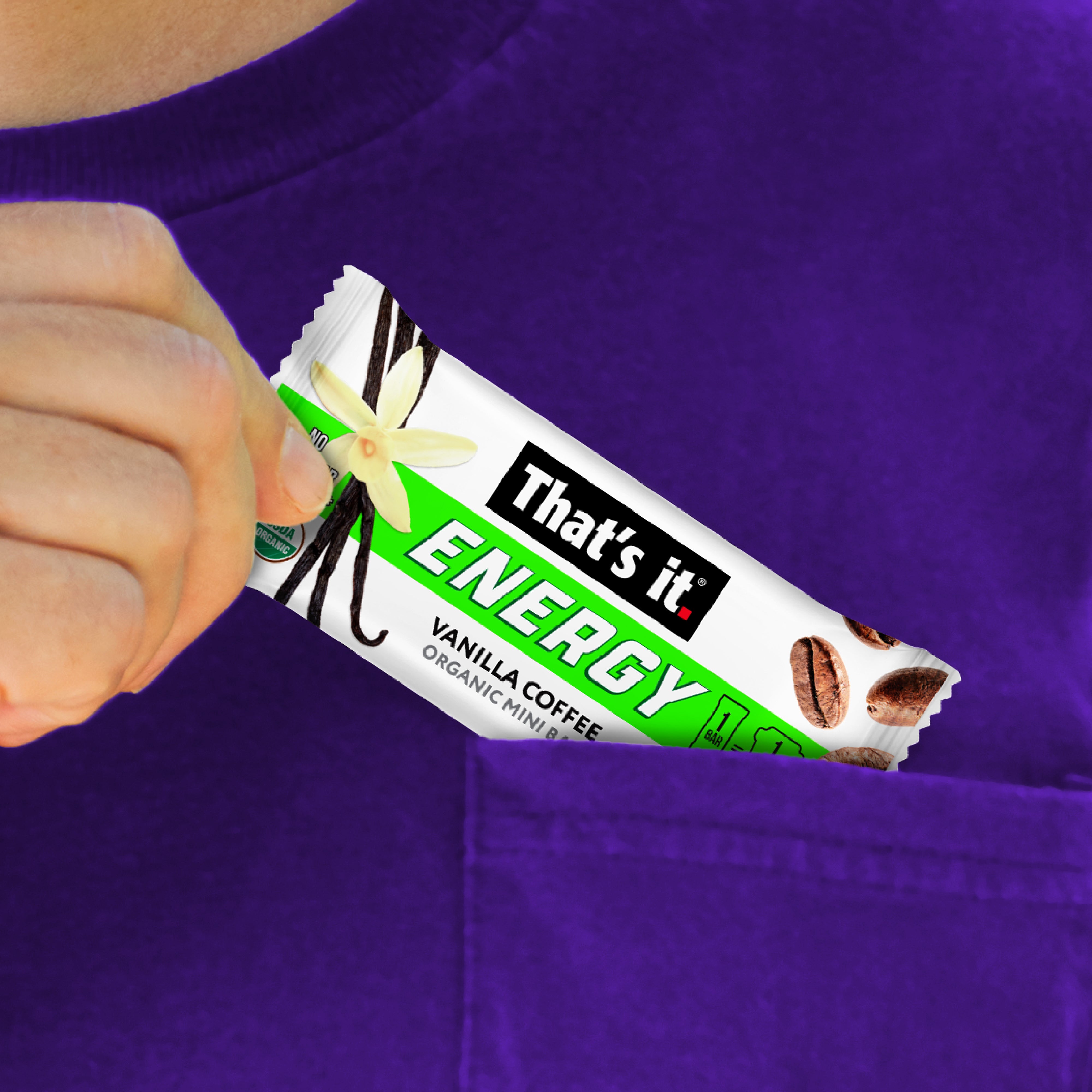 Organic Energy Minis Variety Pack - Double Espresso, Mocha & Vanilla (18 Bars) - View 2