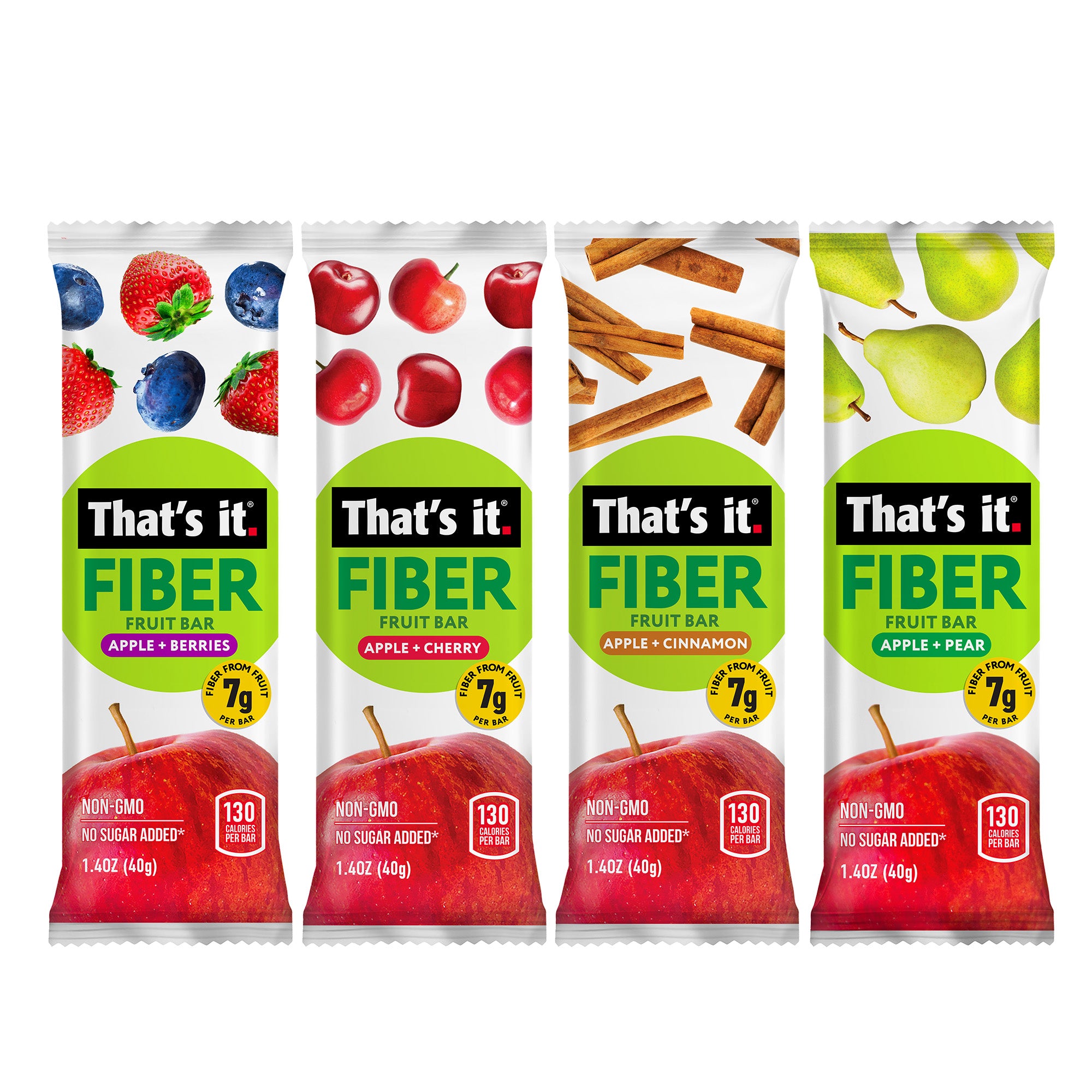 Fiber Fruit Bar Variety Pack - Berries, Cherry, Pear & Cinnamon (12 Bars) - View 2