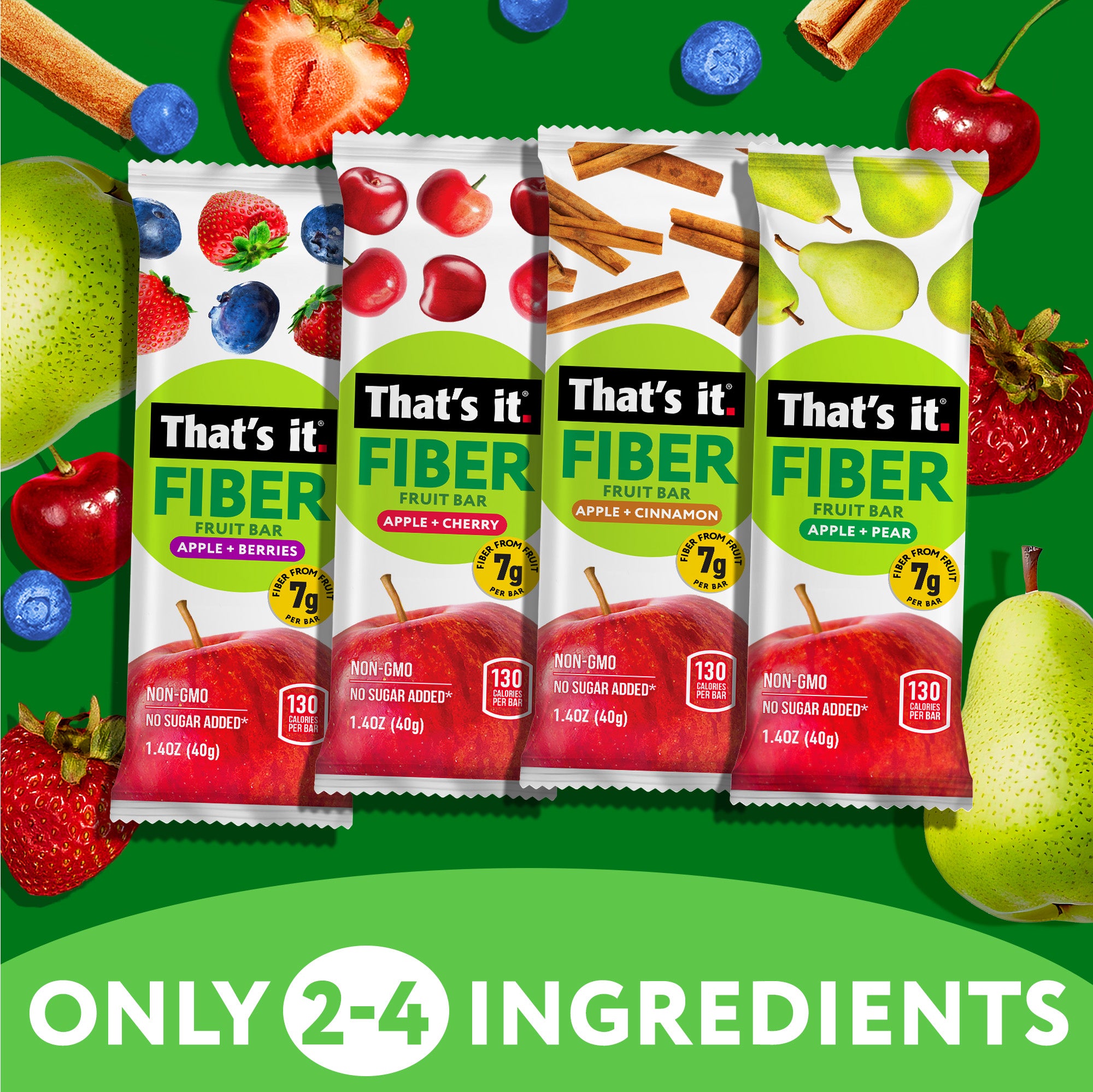 Fiber Fruit Bar Variety Pack - Berries, Cherry, Pear & Cinnamon (12 Bars) - View 4