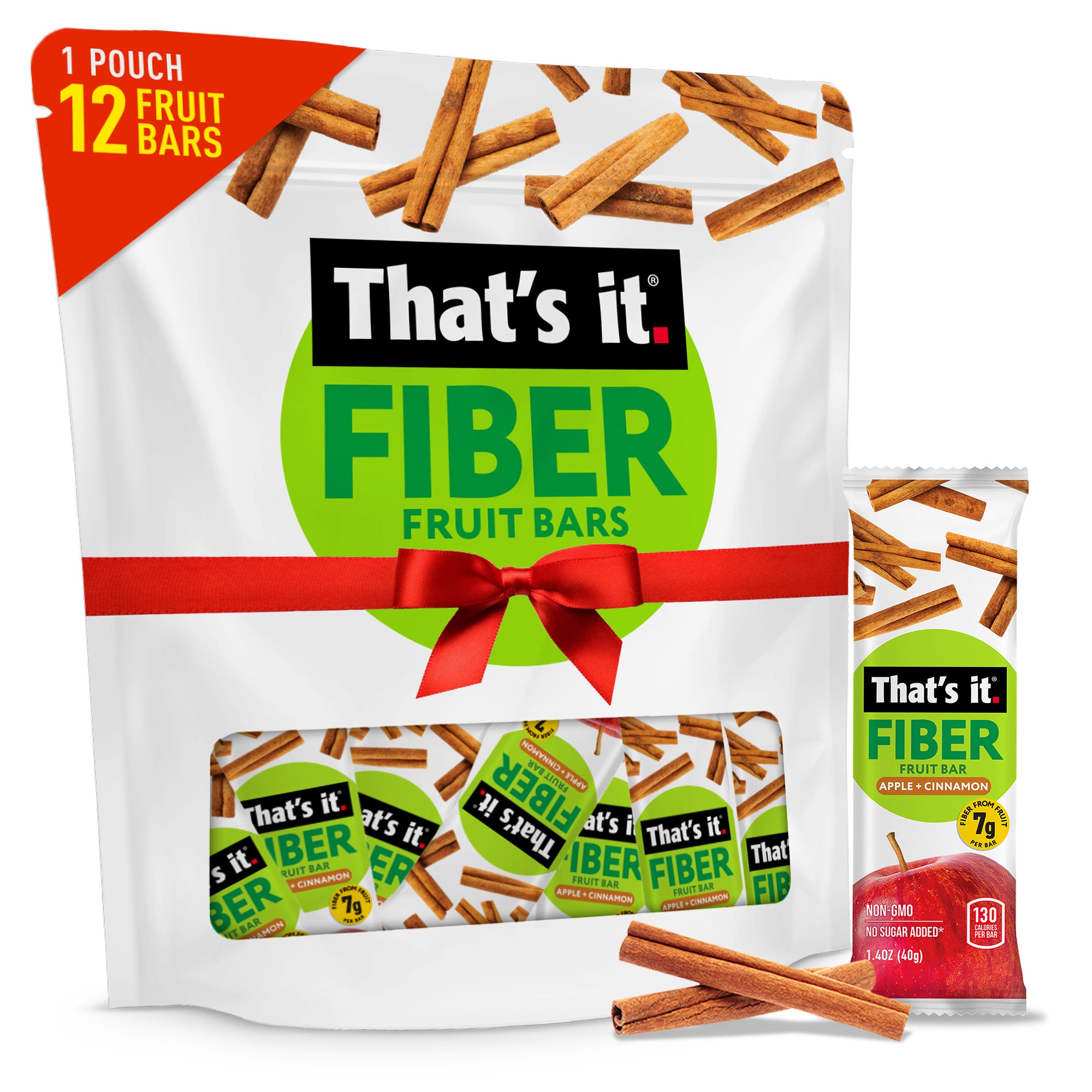 Apple + Cinnamon Fiber Fruit Bars (12 Bars)