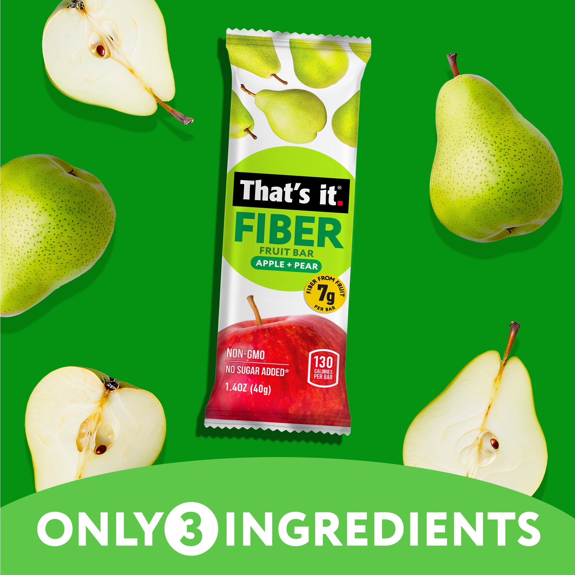 Apple + Pear Fiber Fruit Bars (12 Bars) - View 4