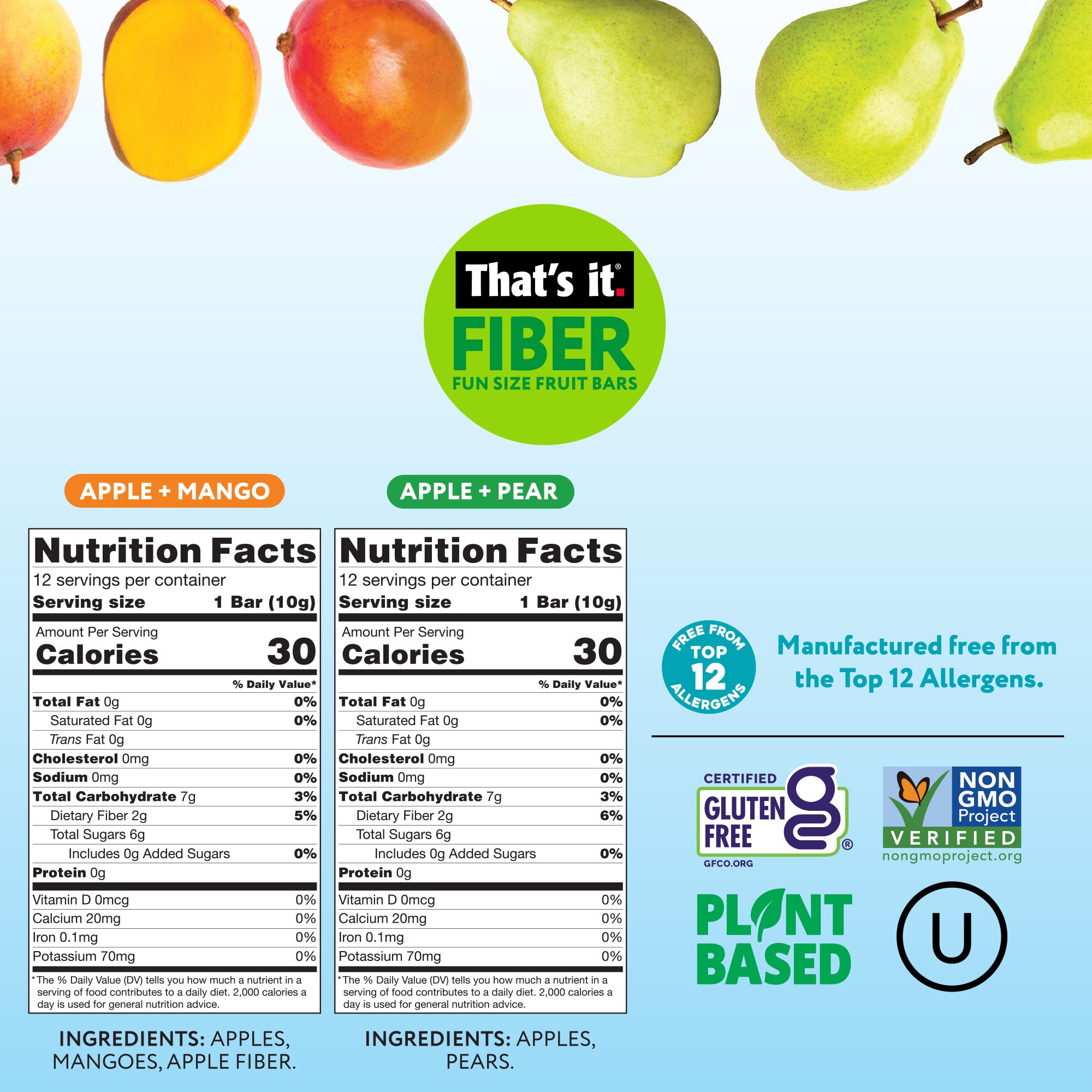 Fiber Fun Size Fruit Bar Variety - Mango & Pear (24 Bars) - View 3