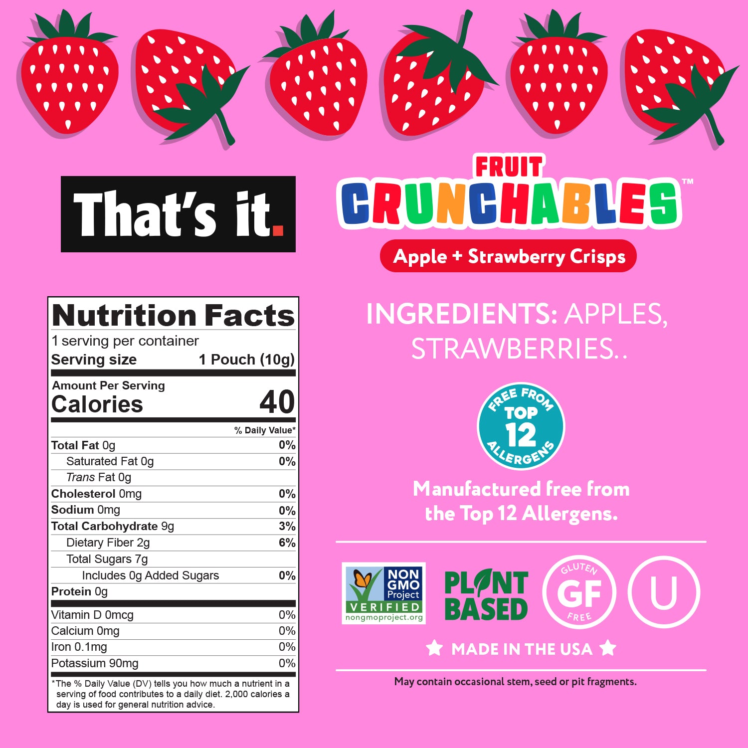 Apple + Strawberry Crisps Fruit Crunchables Bundle Box (30 Packs) - View 5