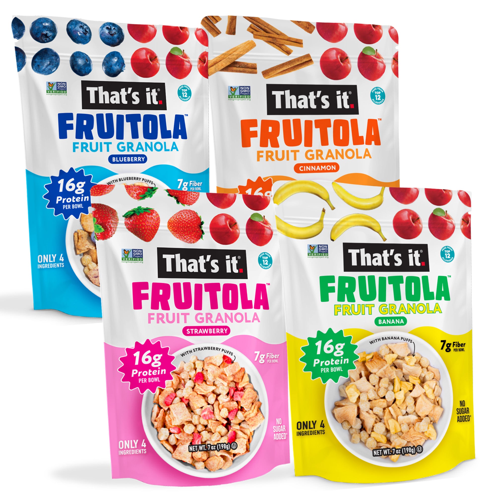 Fruitola Fruit Granola Variety Pack (4 Packs) - 7oz