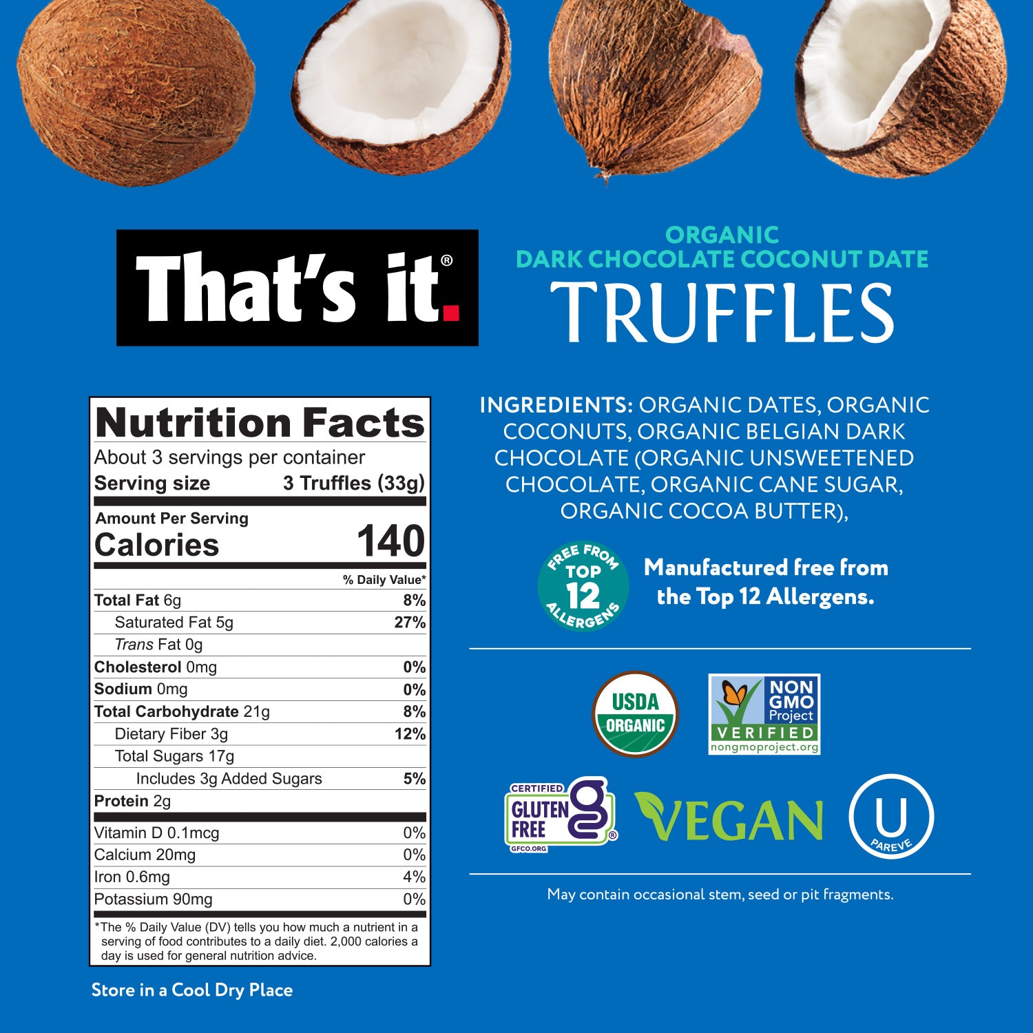 Organic Dark Chocolate Coconut Date Truffles (3 Packs) - View 3