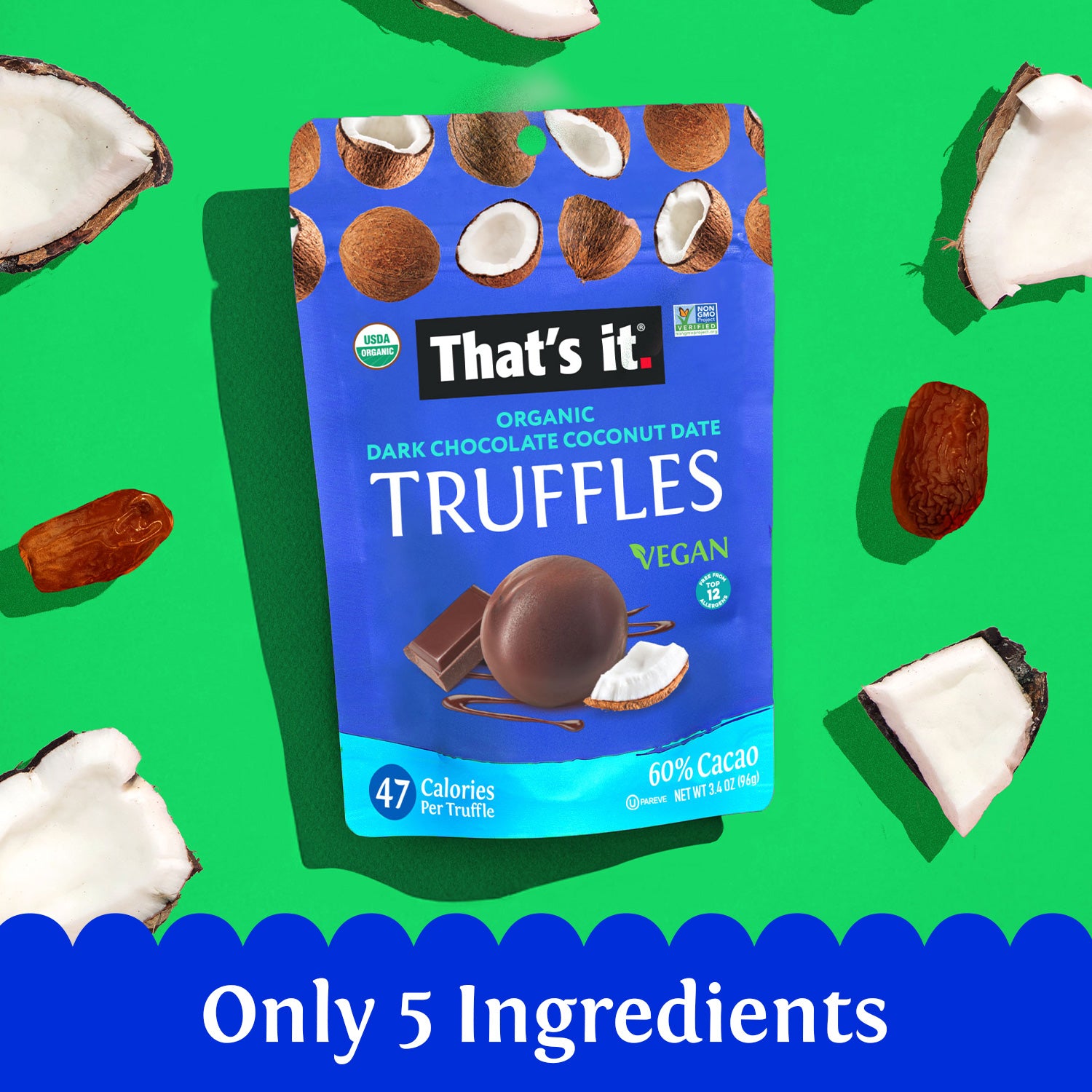 Organic Dark Chocolate Coconut Date Truffles (3 Packs) - View 5