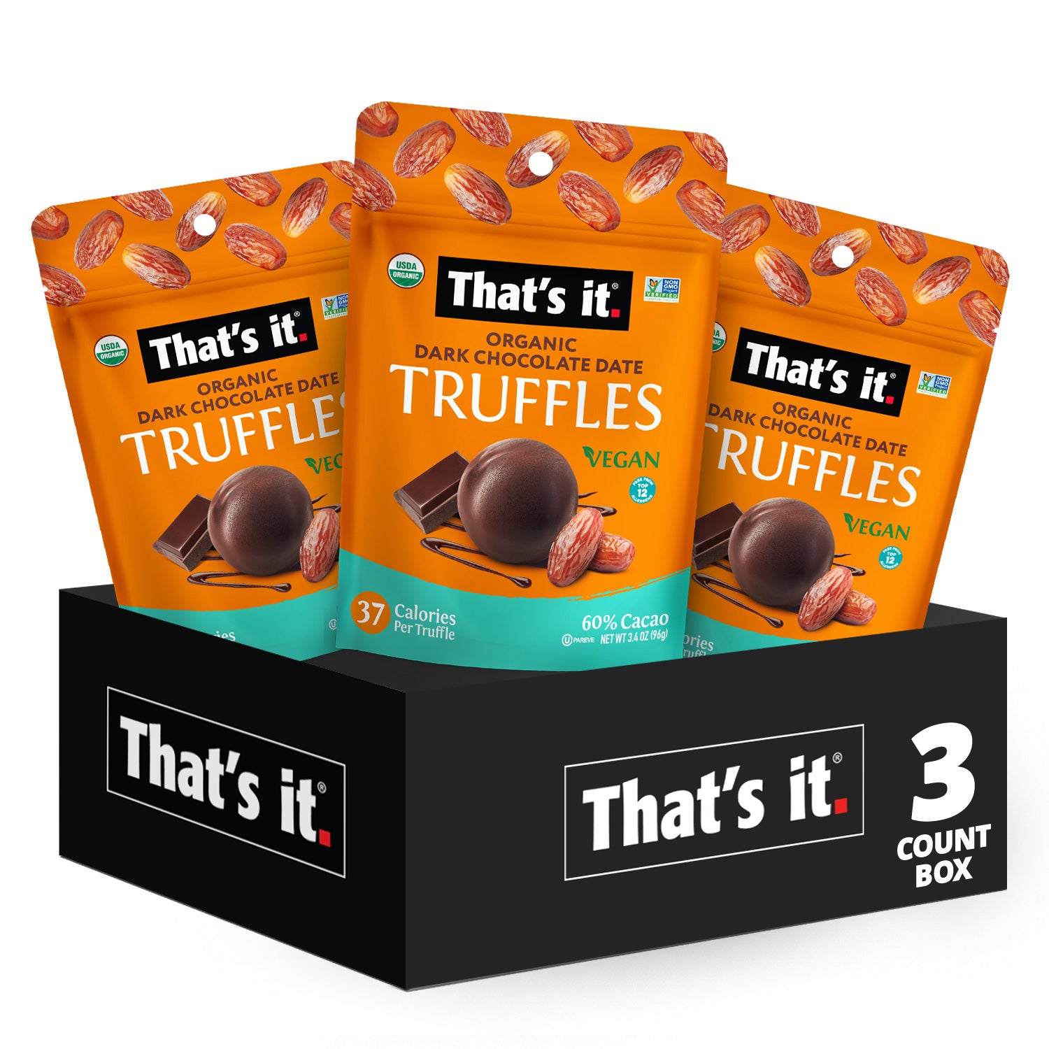Organic Dark Chocolate Date Truffles (3 Packs)