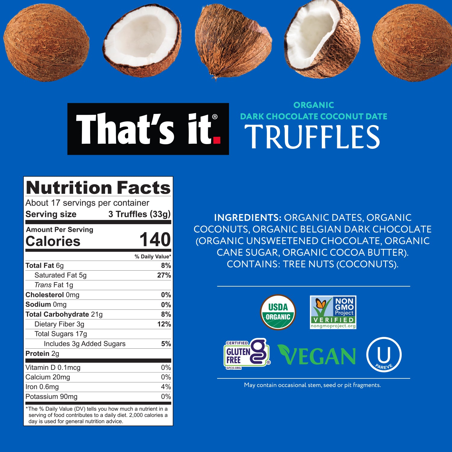 Organic Dark Chocolate Coconut Date Truffles (20 oz) - View 2