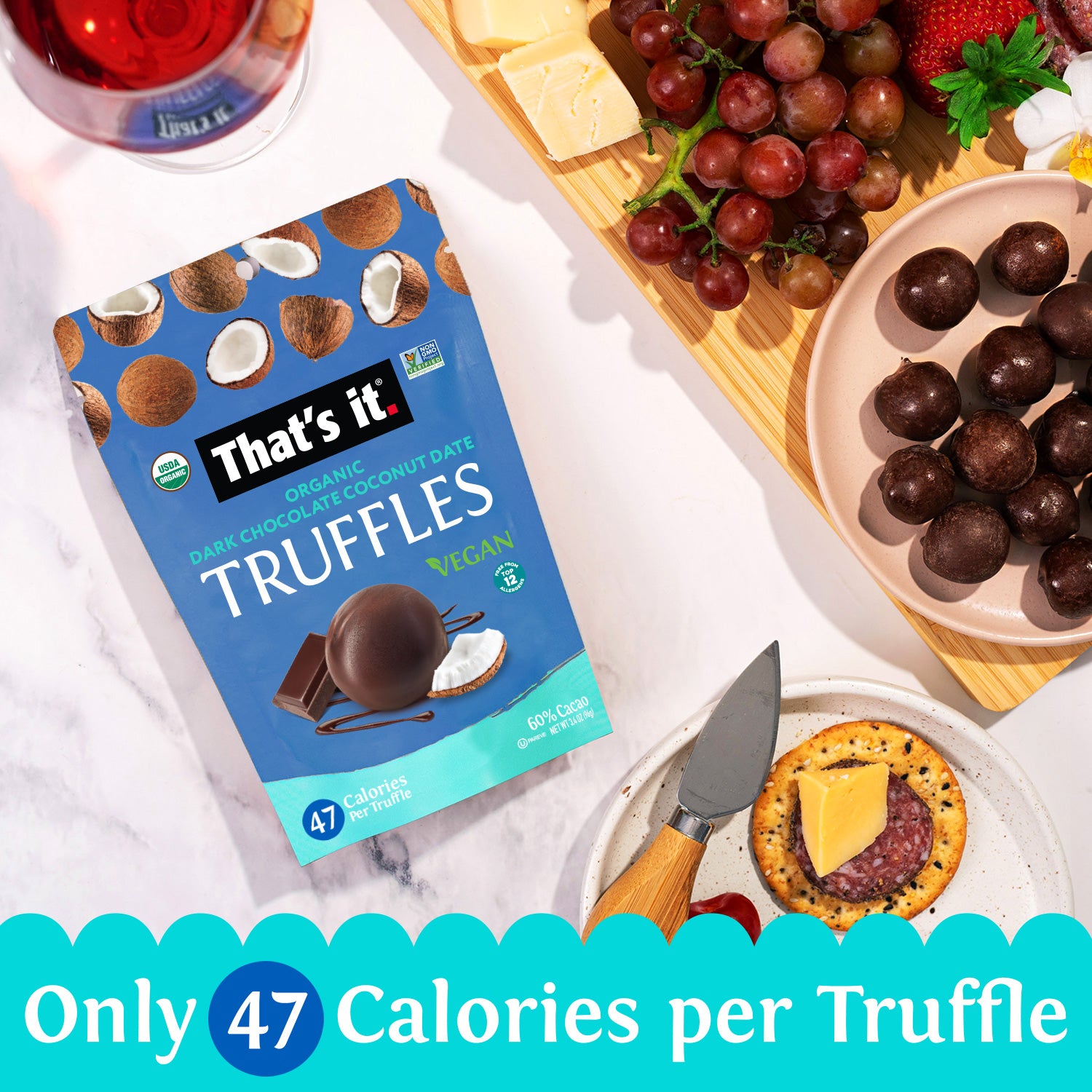 Organic Dark Chocolate Fruit Truffles Variety Pack - Banana, Coconut & Fig (3 - View 2