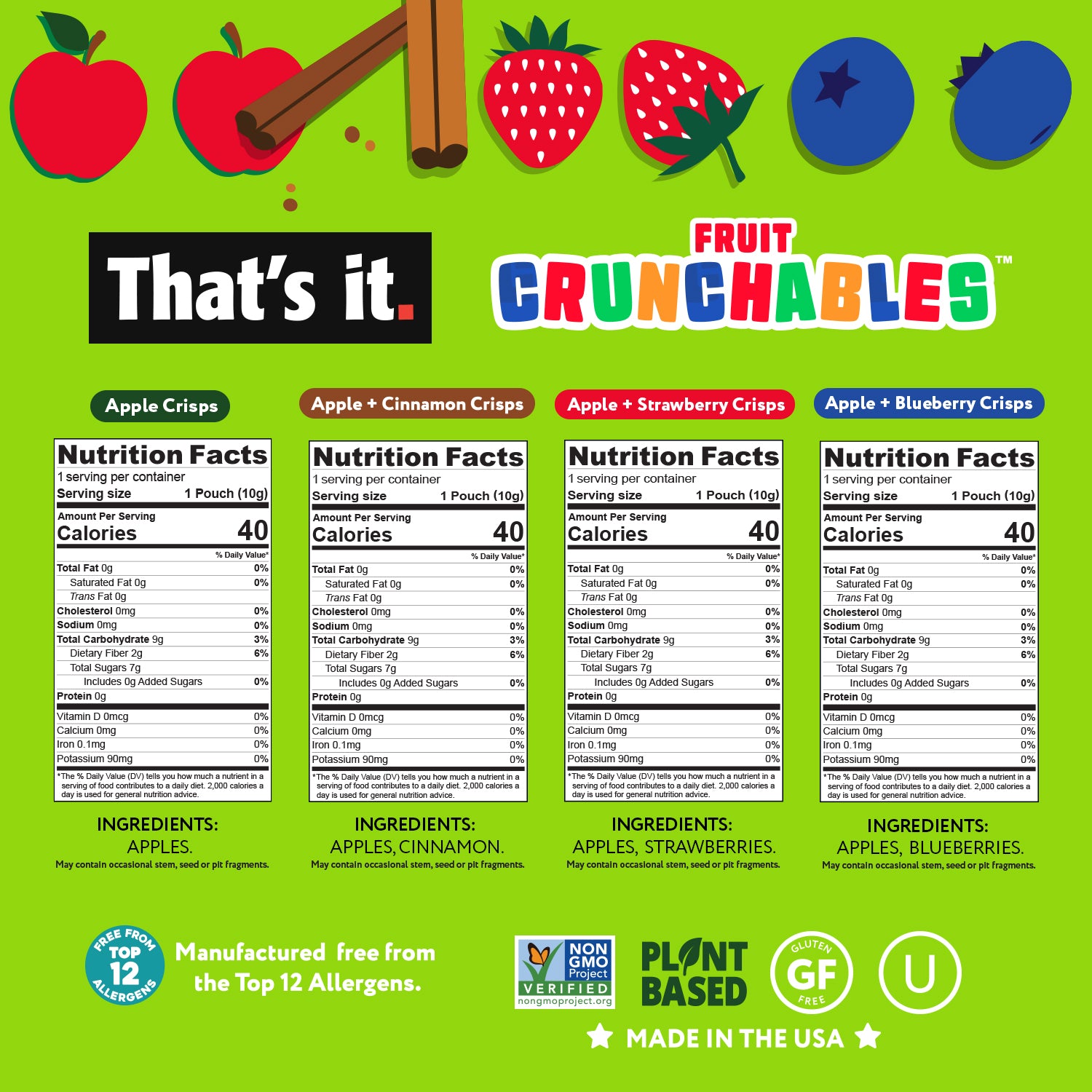 Fruit Crunchables Apple Crisps Variety Pack Bundle Box - Apple, Blueberry, - View 3