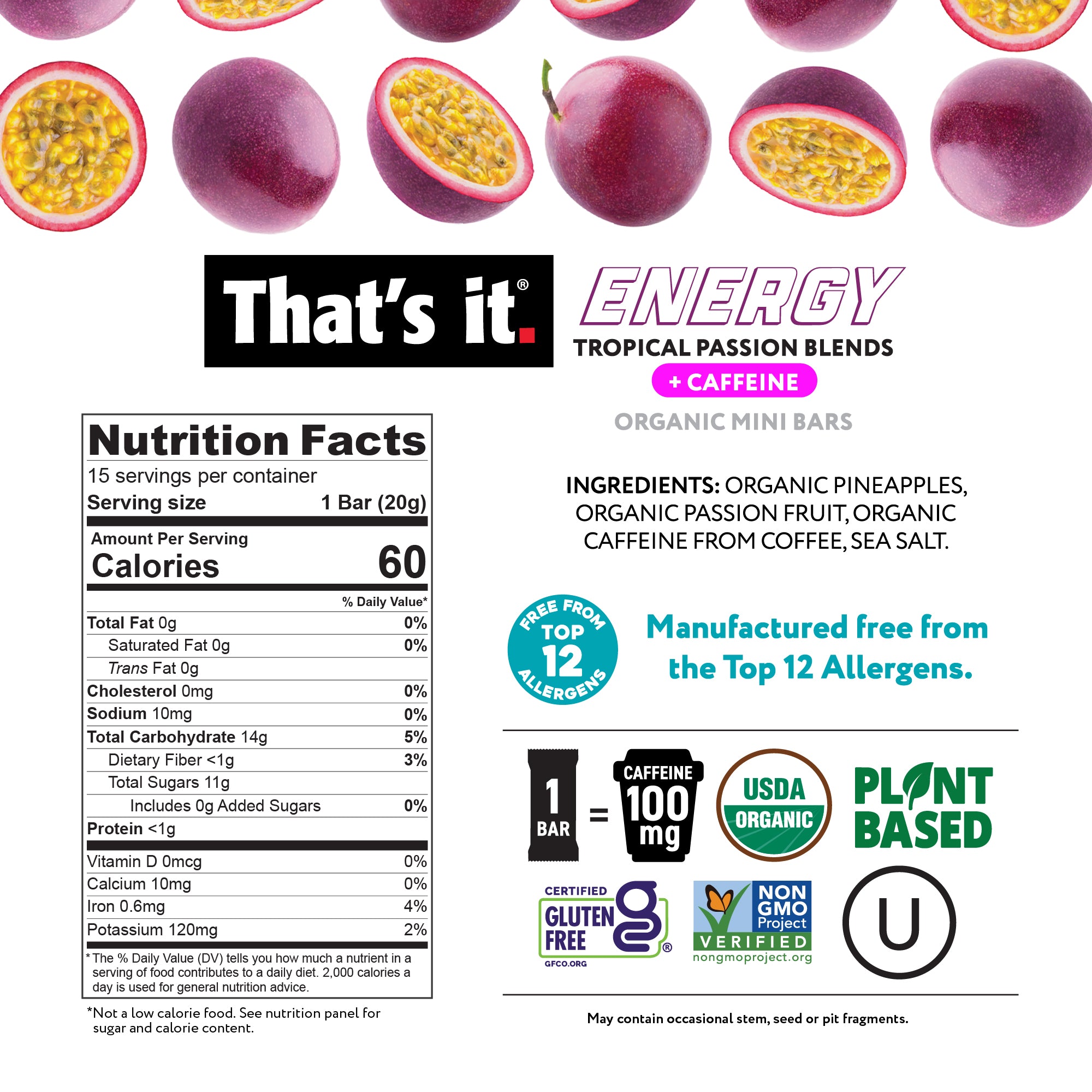 Tropical Passion Blends Organic Energy Mini Bars 100mg - View 2