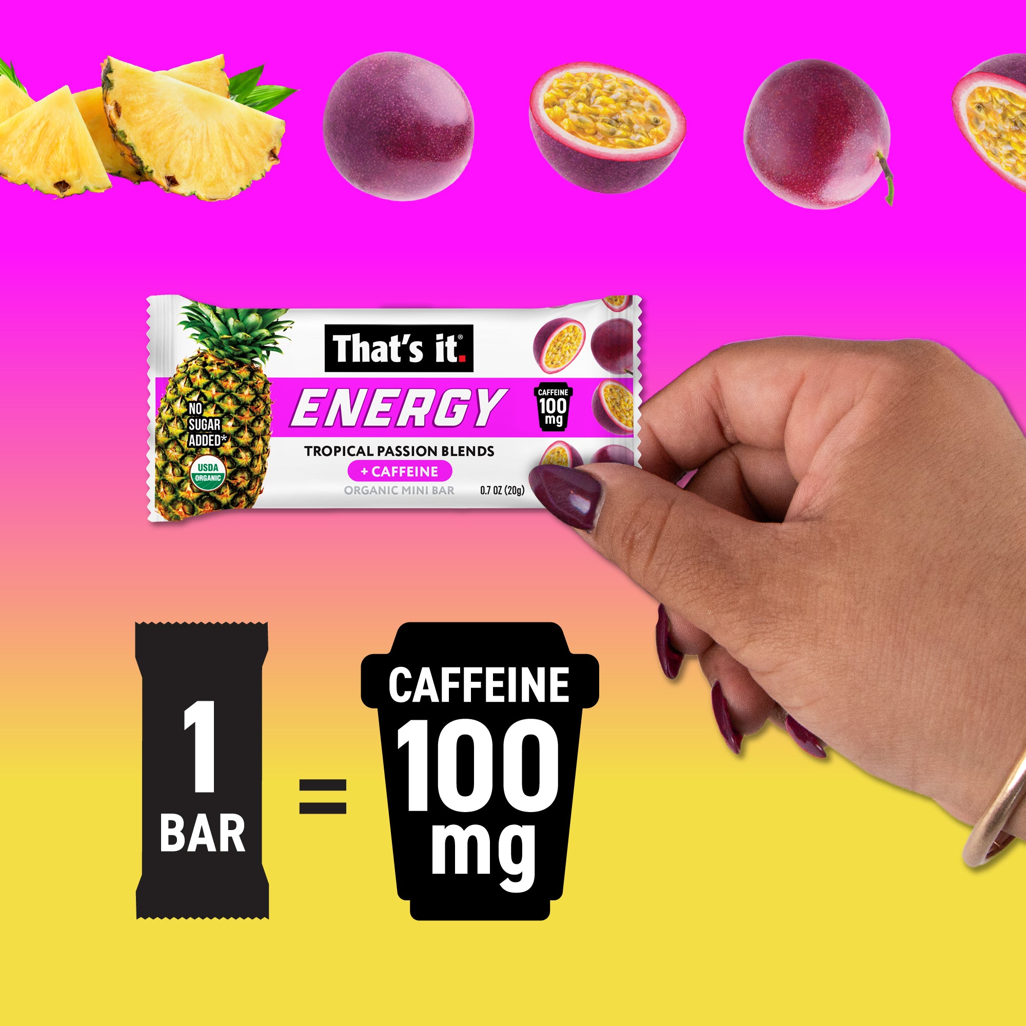 Tropical Passion Blends Organic Energy Mini Bars 100mg - View 3