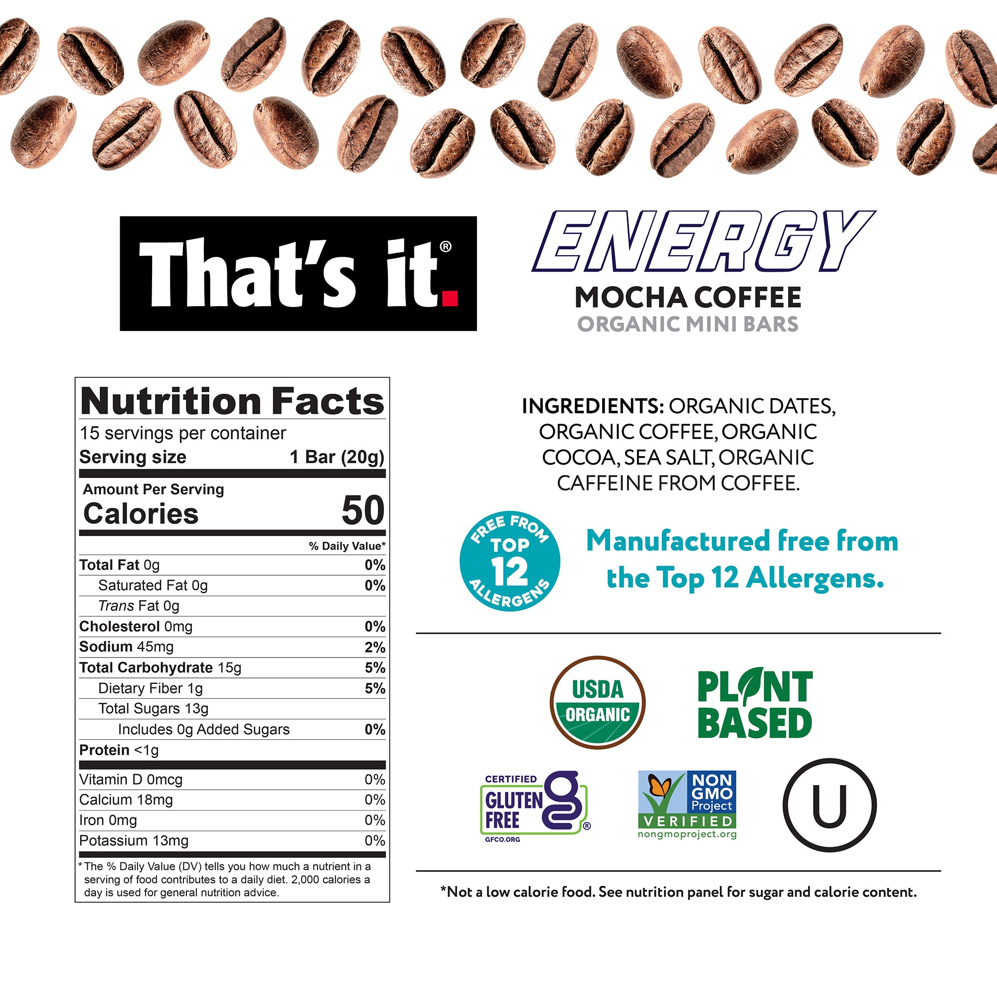 Mocha Coffee Organic Energy Mini Bars - View 3