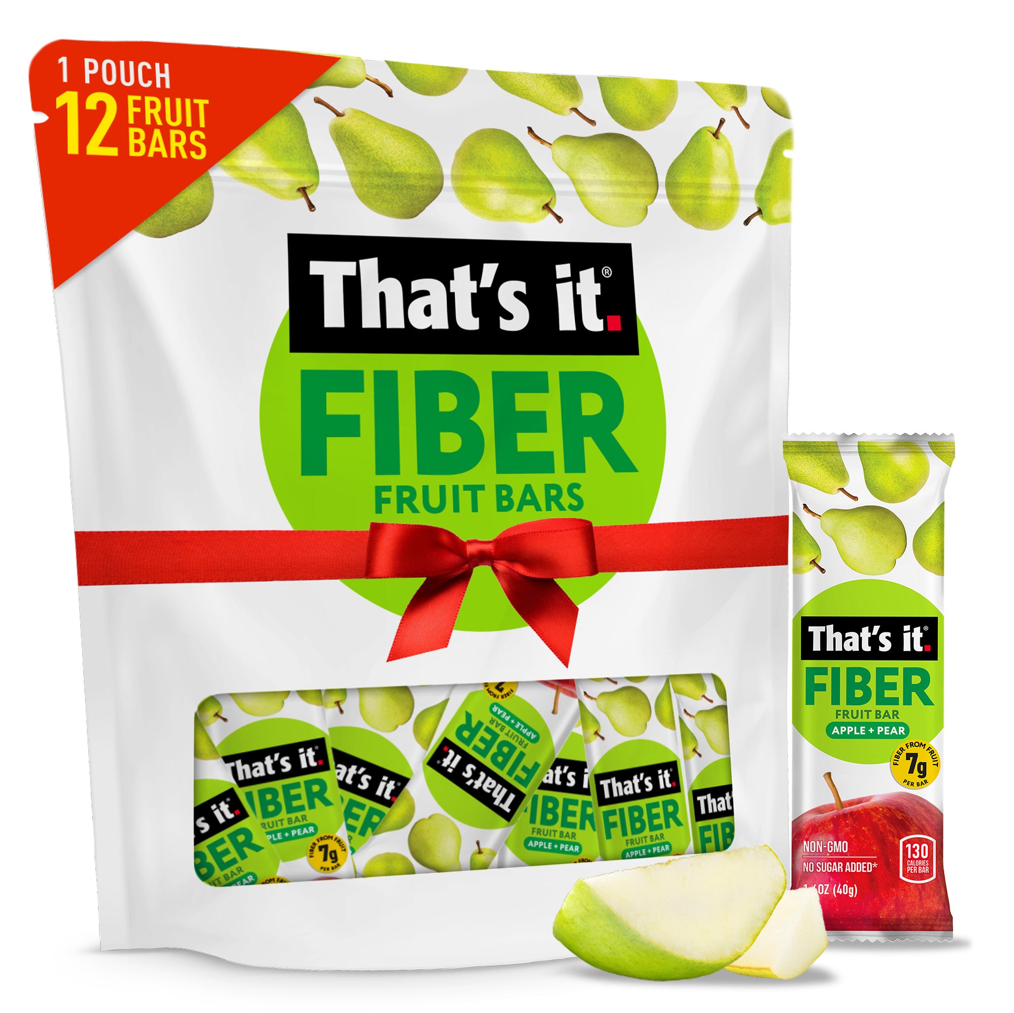 Apple + Pear Fiber Fruit Bars (12 Bars)