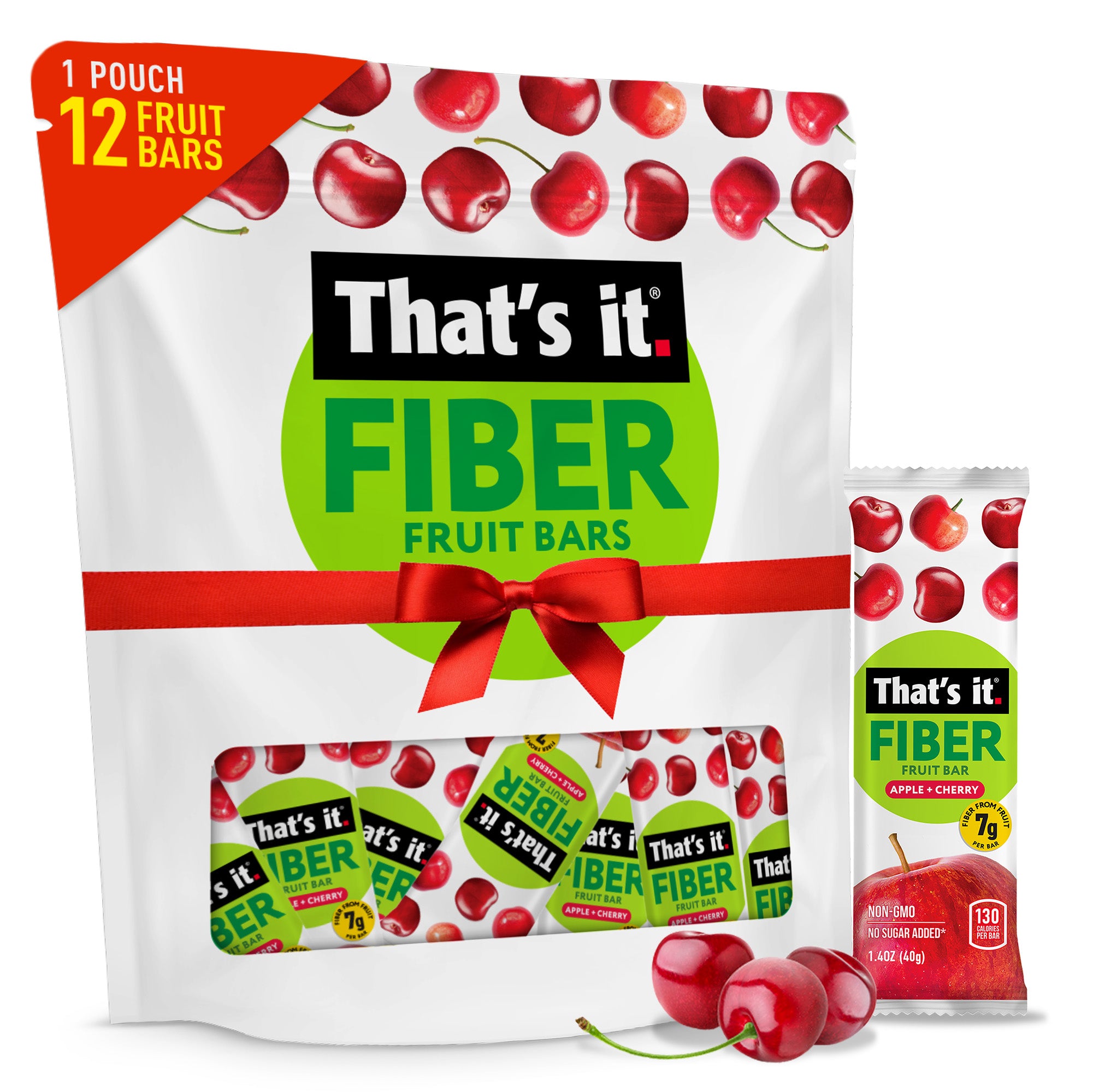 Apple + Cherry Fiber Fruit Bars (12 Bars)