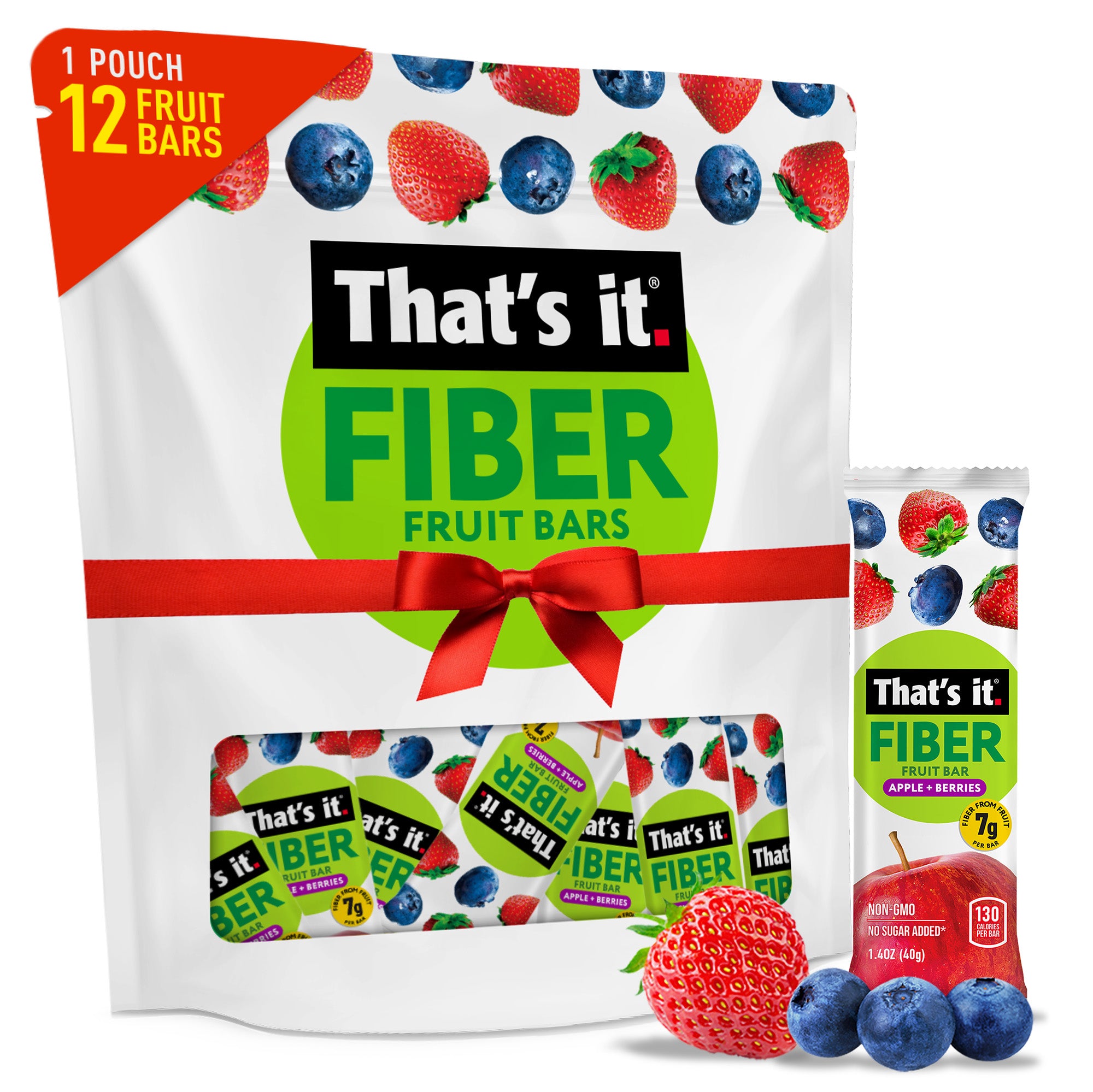 Apple + Berries Fiber Fruit Bars (12 Bars)