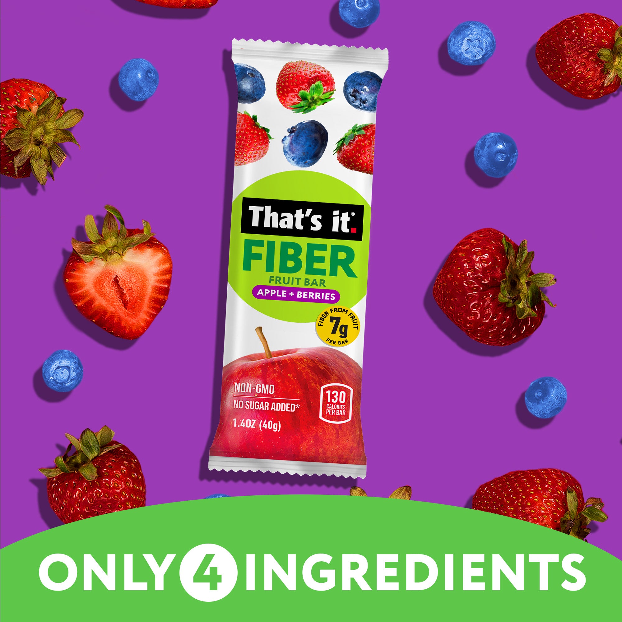 Apple + Berries Fiber Fruit Bars (12 Bars) - View 4