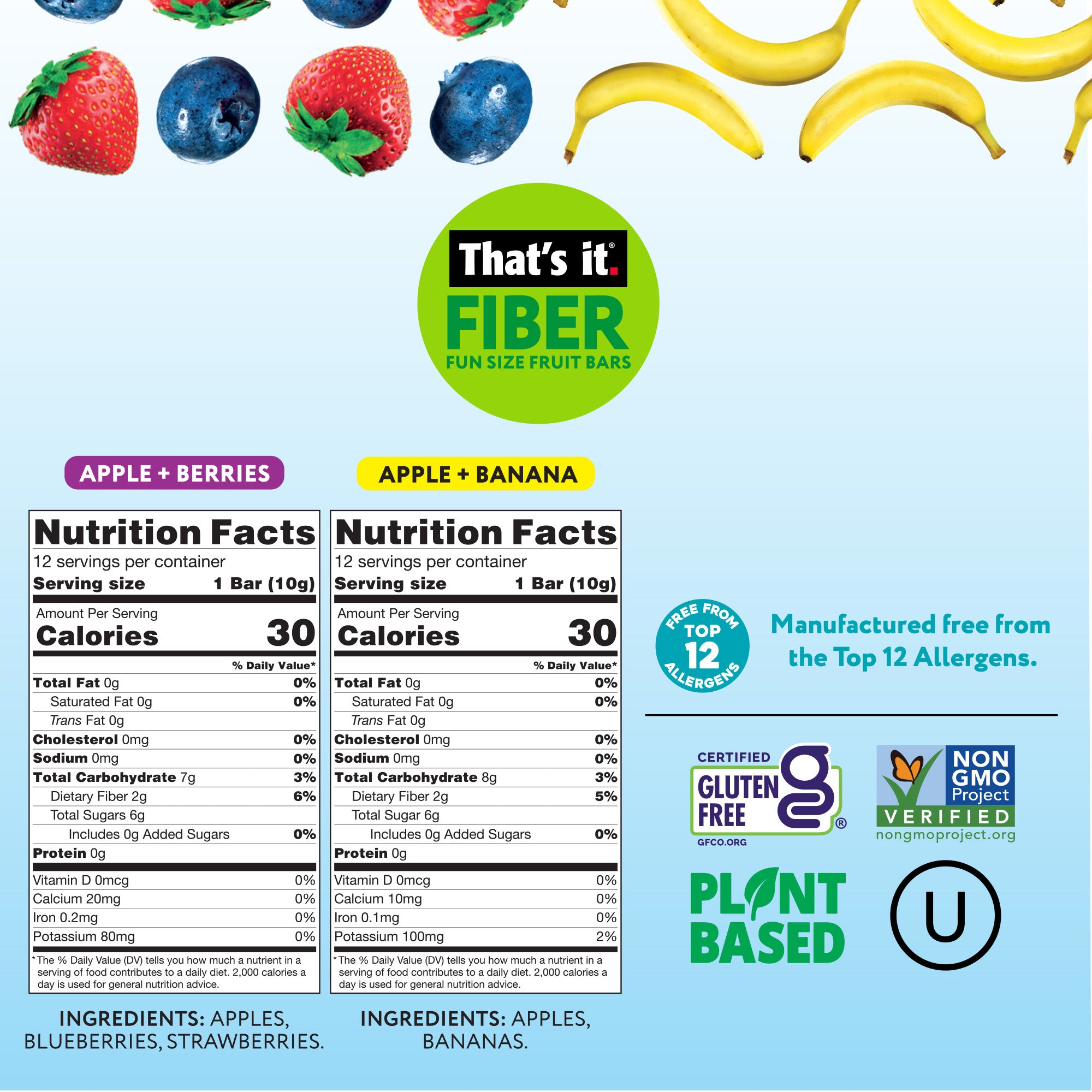 Fiber Fun Size Fruit Bar Variety - Mixed Berries & Banana (24 Bars) - View 3