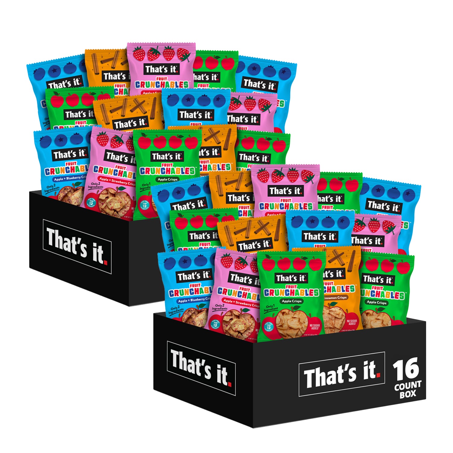 Fruit Crunchables Apple Crisps Variety Pack Bundle Box - Apple, Blueberry,