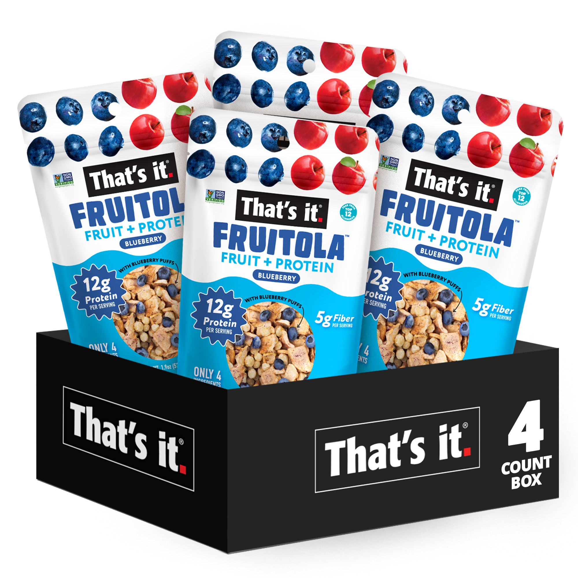 Blueberry Fruitola Fruit Granola - Snack Size (4 Packs) - 1.9oz