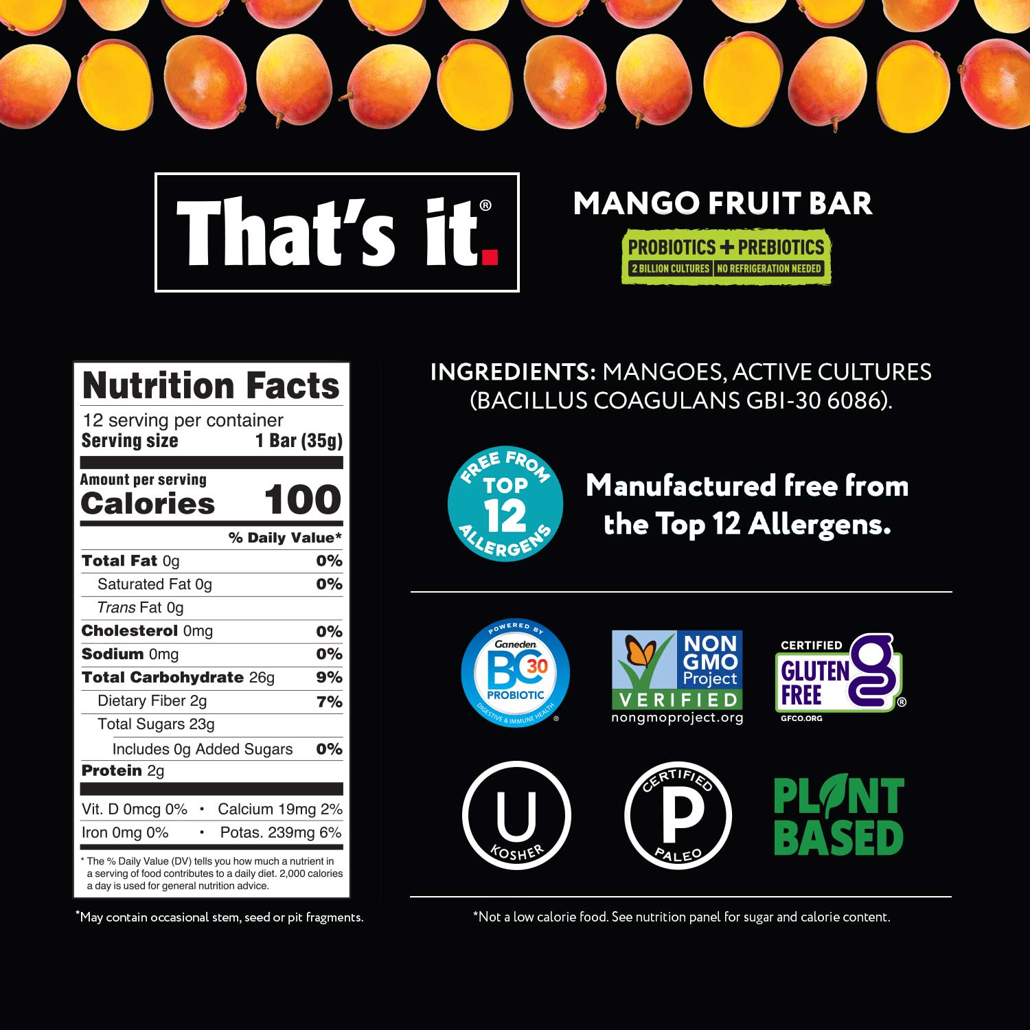 Mango Probiotic Fruit Bars - View 3