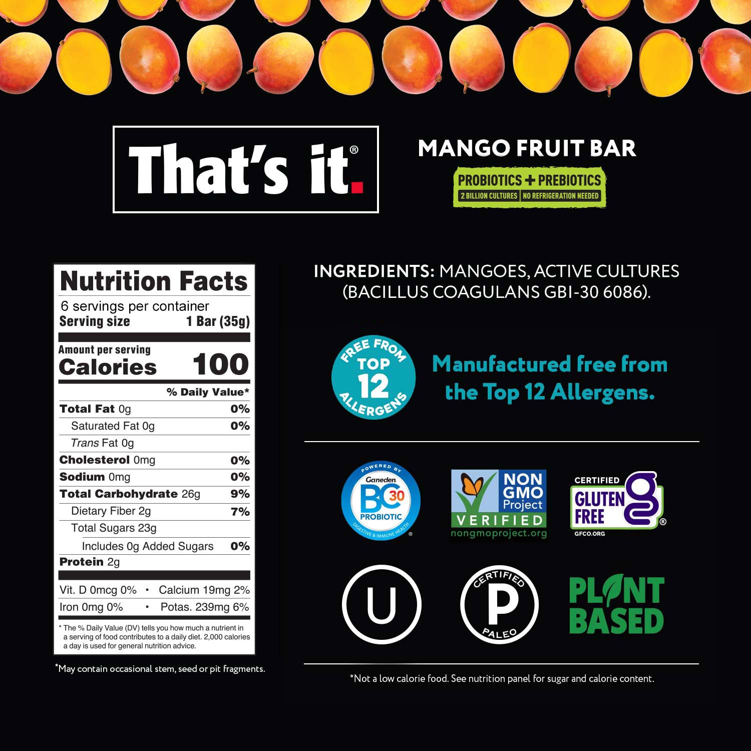 Probiotic Fruit Bar Variety Pack - Blueberry & Mango (12 Bars) - View 5